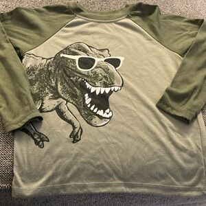 Olive Green Dinosaur Kids Shirt